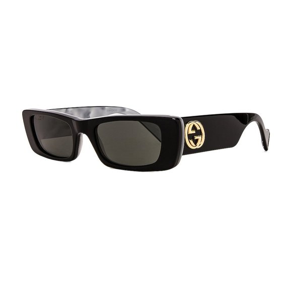 Gucci Accessories Gucci Slim Rectangular Sunglasses In Shiny Black